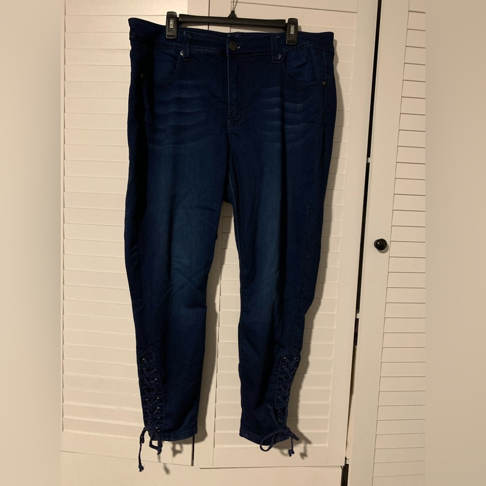 Melissa McCarthy Seven7 Plus Size Lace-Up-Ankle Pencil Jeans in size 18W